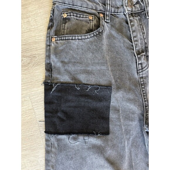 BDG UO Puddle Jeans Women 27 Black Gray Wide Leg Grunge 90s Y2K Patched Denim - Picture 3 of 11